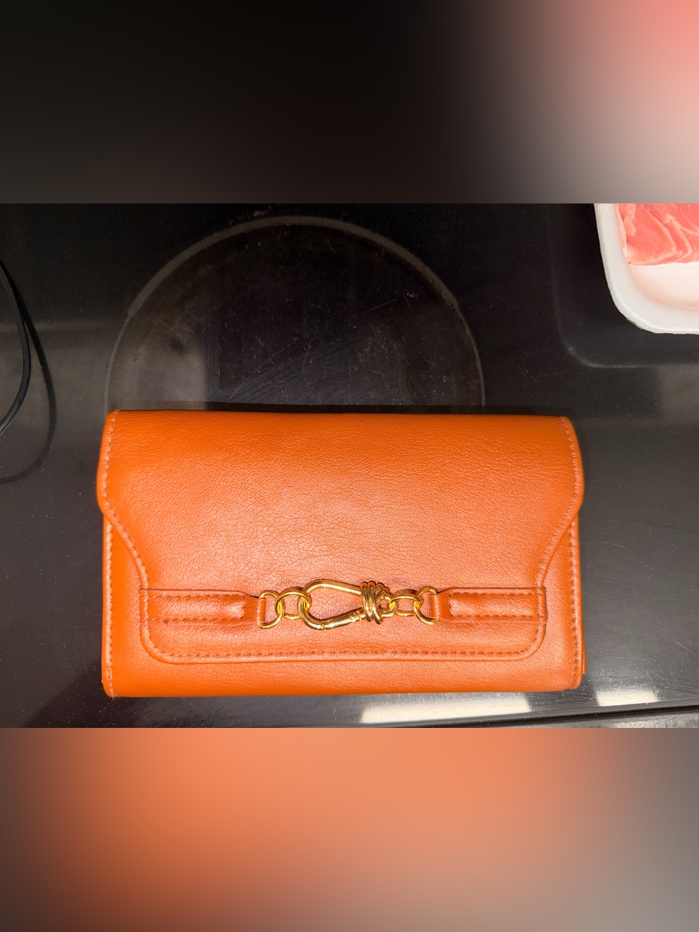 Leather Wallet with Gold Hardware